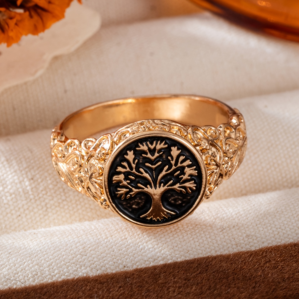 Men's Vintage Tree of Life Pattern Ring